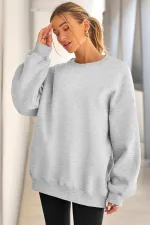 Sweat-shirt oversize pour femme Genius Store, coupe ample, doublure brossée, col rond.