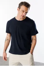 Erkek T-shirt %100 Pamuk Regular Fit Standart Kesim Bisiklet Yaka Basic Tişört BASIC-T-SHIRT1