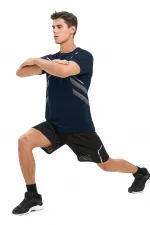 T-shirt de sport pour homme, T-shirt d'entraînement en polyester pour homme, T-shirt rayé