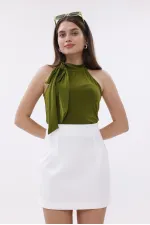 FundacshoosesXGenius Women's Darted Skirt, Non-See-Through Laminated Women's Skirt WOMEN'S SKIRT