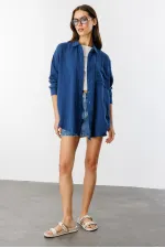 Oversize Basic Müslin Kadın Gömlek KADIN-MÜSLİN-GÖMLEK