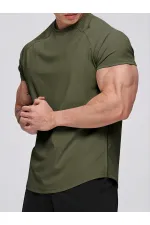 Erkek Spor Tişört Running Sports Gym Reglan Oval Kesim Penye T-shirt OVALT-SHİRT