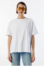 Kadın %100 Organik Pamuklu Kalın Dokulu Oversize Fit Yuvarlak Yakalı T-shirt KADIN-OVERSIZE-T-SHIRT