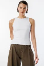 Débardeur basique pour femme à bretelles larges et aspect côtelé ATLET2