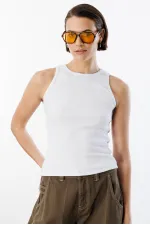 Débardeur basique pour femme à bretelles larges et aspect côtelé ATLET2