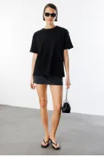 Women's 100% Organic Cotton Thick Textured Oversize Fit Round Neck T-shirt WOMEN-OVERSIZE-T-SHIRT