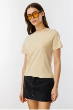 Women's Short-Sleeve Organic Cotton Crew Neck Crop T-shirt