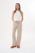 Women's Soft Knitted Trousers with Elastic Waist and Pockets