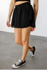 Bol Kesim Taytlı Spor Şort KADIN-ŞORT