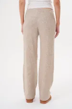 Women's Soft Knitted Trousers with Elastic Waist and Pockets
