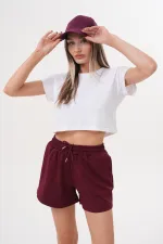 Kadın Modal Şort Beli Lastikli Cepli Şort MODAL-ŞORT