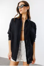 Oversize Basic Müslin Kadın Gömlek KADIN-MÜSLİN-GÖMLEK