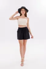 Short en coton Aerobin pour femme de Genius Store, avec poches, tissu infroissable et taille élastique.