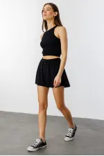 Bol Kesim Taytlı Spor Şort KADIN-ŞORT