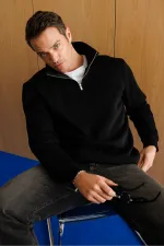 Sweat-shirt unisexe, coupe décontractée, coton, doublure polaire, demi-zip, col montant