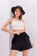 Short en coton Aerobin pour femme de Genius Store, avec poches, tissu infroissable et taille élastique.