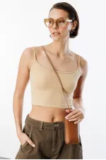 Débardeur court à bretelles en tissu scuba pour femme