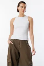 Débardeur basique pour femme à bretelles larges et aspect côtelé ATLET2
