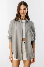 Oversize Basic Müslin Kadın Gömlek KADIN-MÜSLİN-GÖMLEK