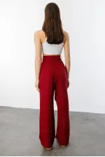 Women's Pleated Fabric High Waist Palazzo Trousers PANTS-002