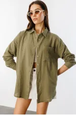 Oversize Basic Müslin Kadın Gömlek KADIN-MÜSLİN-GÖMLEK