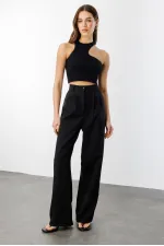 Women's Pleated Fabric High Waist Palazzo Trousers PANTS-002