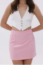 FundacshoosesXGenius Women's Darted Skirt, Non-See-Through Laminated Women's Skirt WOMEN'S SKIRT