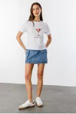 T-shirt court à manches courtes et col rond en coton biologique imprimé cocktail pour femme COCKTAIL-T-SHIRT