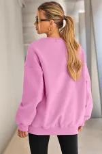 Sweat-shirt oversize pour femme Genius Store, coupe ample, doublure brossée, col rond.