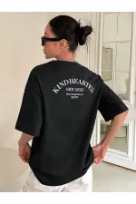 Kadın Oversize T-shirt Pamuklu Baskılı Tişört KİND-OVERSİZE