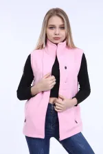 Store Women's Fleece Vest, Full Zip Outdoor Sports Vest with 3 Pockets