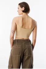 Women's Scuba Fabric Strappy Crop Top CROP-TANKLACE