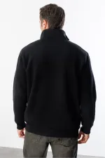 Sweat-shirt unisexe, coupe décontractée, coton, doublure polaire, demi-zip, col montant