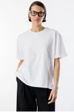 Women's 100% Organic Cotton Relaxed Fit Slit Round Neck T-shirt SLIT-T-SHIRT