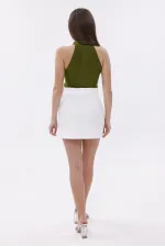 FundacshoosesXGenius Women's Darted Skirt, Non-See-Through Laminated Women's Skirt WOMEN'S SKIRT