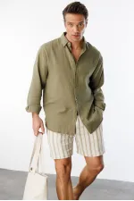 Oversize Basic Erkek Müslin Gömlek ERKEK-MÜSLİN-GÖMLEK