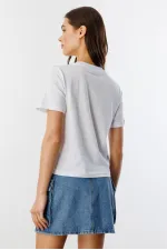 T-shirt court à manches courtes et col rond en coton biologique imprimé cocktail pour femme COCKTAIL-T-SHIRT