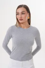 Uzun Kollu Kısa Kadın Bluz Long Fitted UZUNKOL-BLUZ