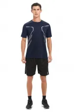 T-shirt de sport pour homme, T-shirt d'entraînement en polyester pour homme, T-shirt rayé