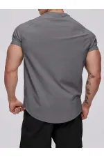 Erkek Spor Tişört Running Sports Gym Reglan Oval Kesim Penye T-shirt OVALT-SHİRT