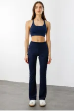 Kadın Yüksek Bel Toparlayıcı Çift Cepli Ispanyol Paça Tayt İSPANYOLPAÇA-TAYT