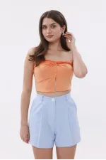 FundaChoosesXGenius Kadın Pileli Şort İç Göstermez Lamineli Kadın Şort PİLELİ-ŞORT