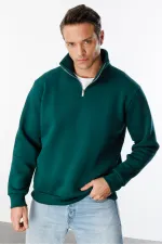 Sweat-shirt unisexe, coupe décontractée, coton, doublure polaire, demi-zip, col montant