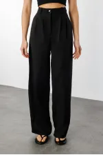 Women's Pleated Fabric High Waist Palazzo Trousers PANTS-002