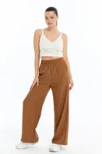 Kadın Pantolon Keten Karışımlı Belİ Lastikli Kırışmaz Kumaş Pantolon KETEN-PANTOLON