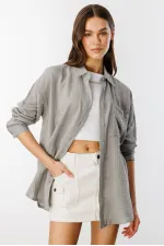 Oversize Basic Müslin Kadın Gömlek KADIN-MÜSLİN-GÖMLEK