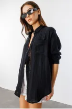 Oversize Basic Müslin Kadın Gömlek KADIN-MÜSLİN-GÖMLEK