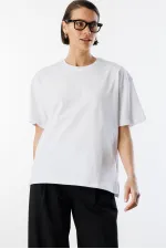 Women's 100% Organic Cotton Relaxed Fit Slit Round Neck T-shirt SLIT-T-SHIRT