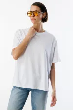 Kadın %100 Organik Pamuklu Kalın Dokulu Oversize Fit Yuvarlak Yakalı T-shirt KADIN-OVERSIZE-T-SHIRT