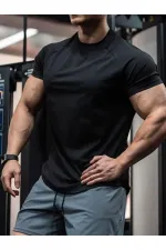 Men's Sports T-Shirt Running Sports Gym Raglan Oval Cut Combed Cotton T-shirt OVALT-SHIRT